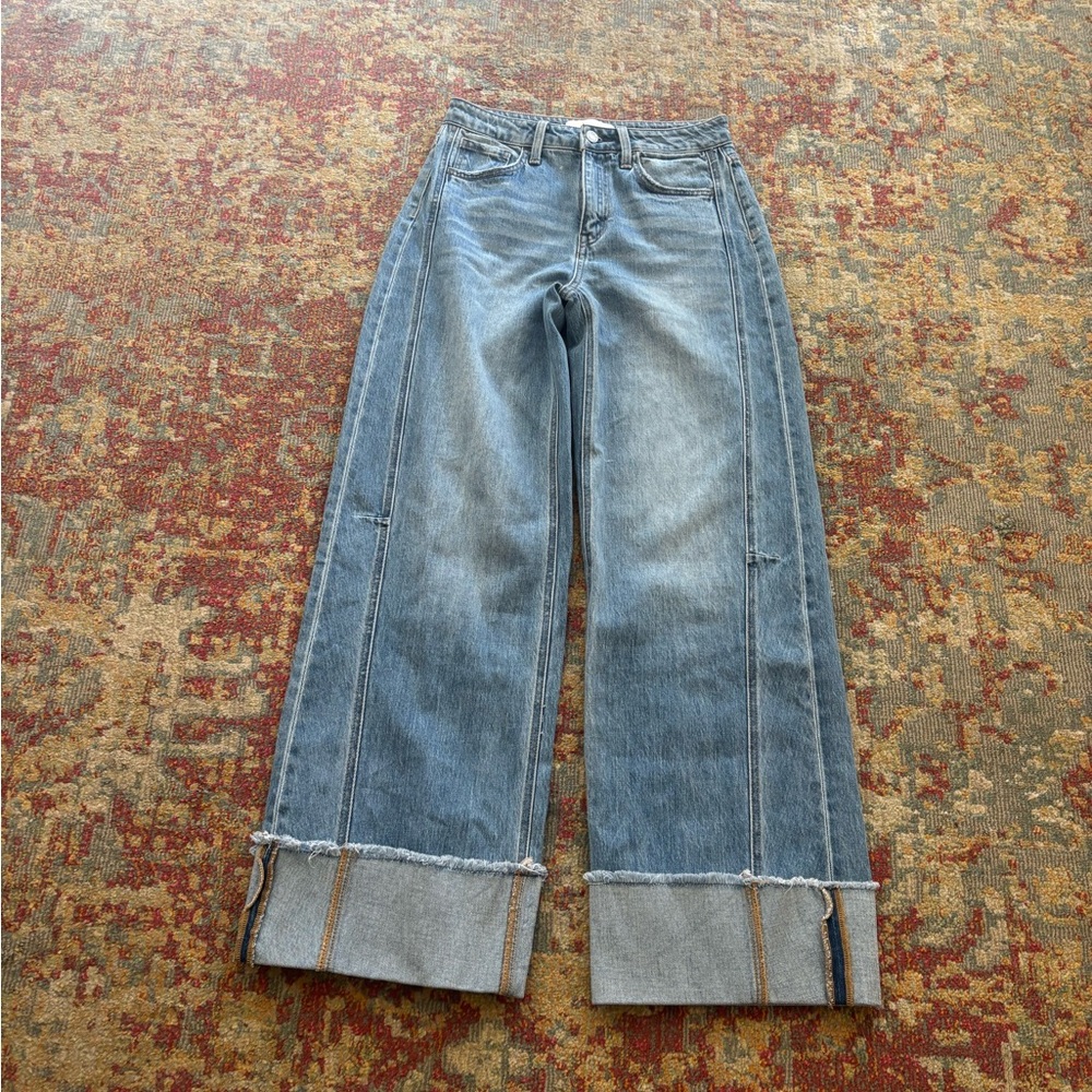 Casual Blue Wide-Leg Women Jeans